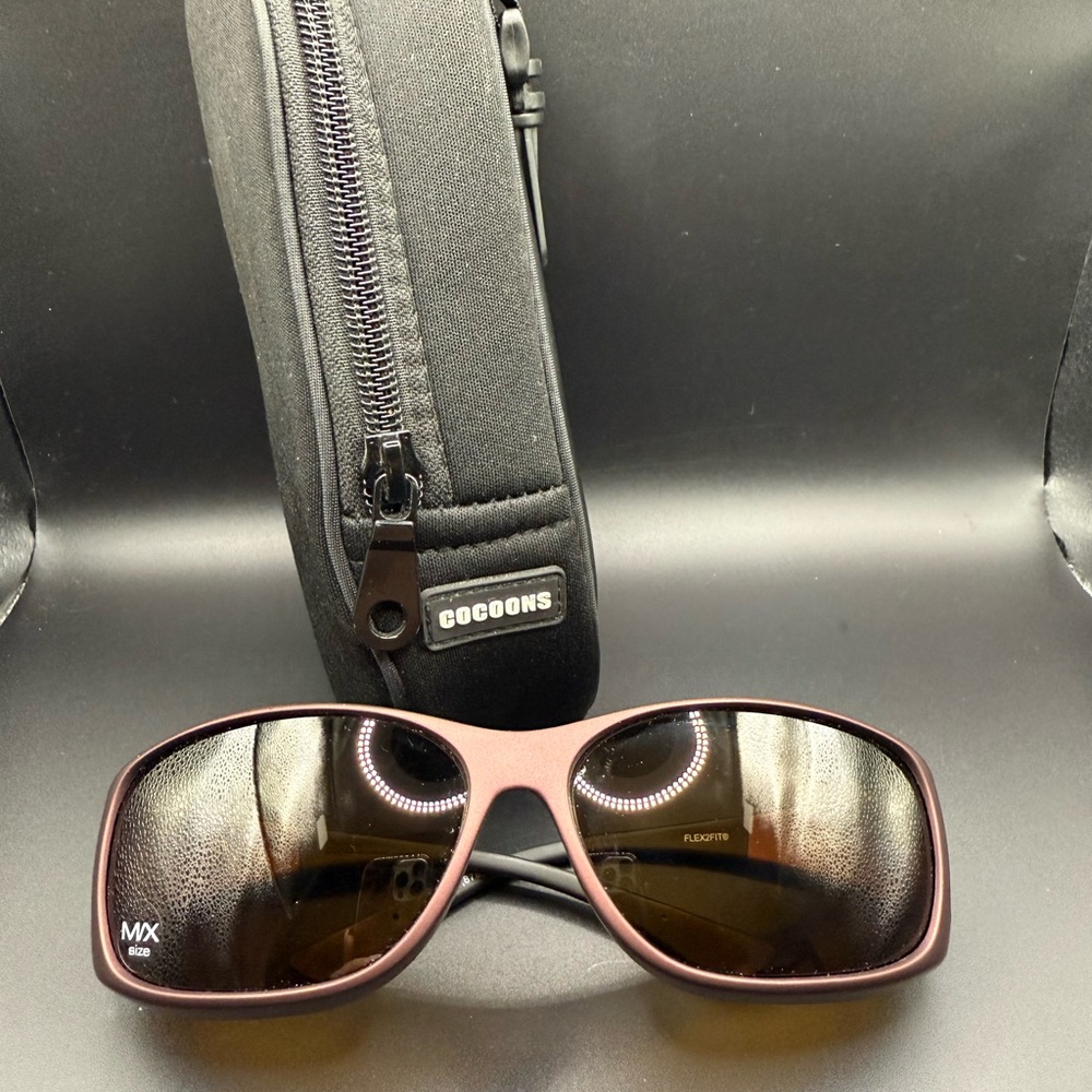 Cocoons Polarized Sunglasses Style Line (MX) Burgundy with Case Fit over